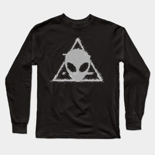 Space Alien Head Triangle Glitched (Light) Long Sleeve T-Shirt